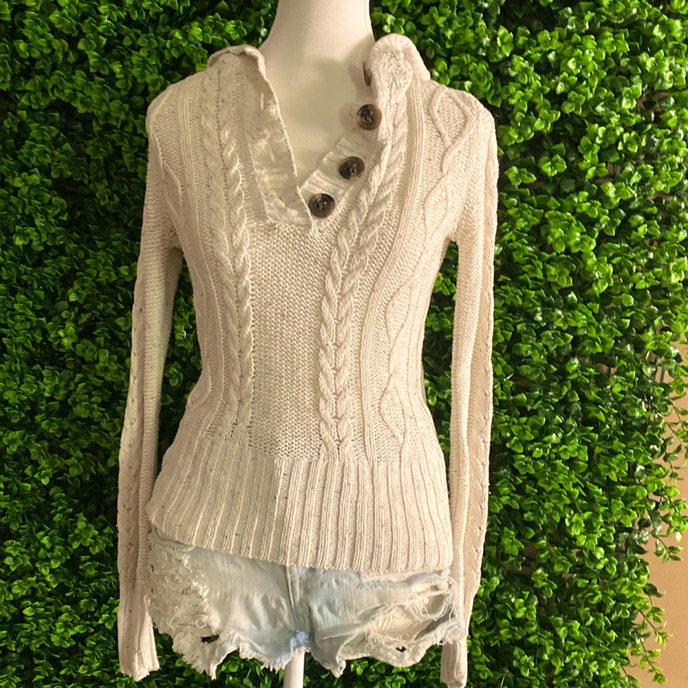 dELiA*s Cable Knit Henley Hoodie